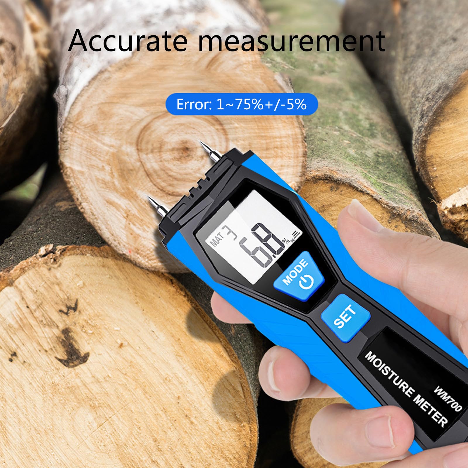 Portable Meter With High Sensitivity Pins Water Leak Detector Tester ?/? Switchable For Wood Materials