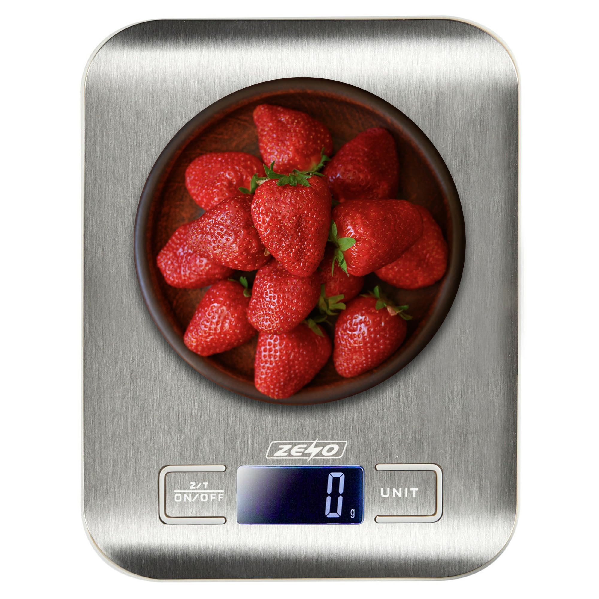 ZENO Kitchen Scales | Digital Food Scales | 1g/5kg Weight Grams and Oz for Baking and Cooking | Stainless Steel Professional Scale | Ideal for Calorie Counting | Electronic Scales with LCD Display