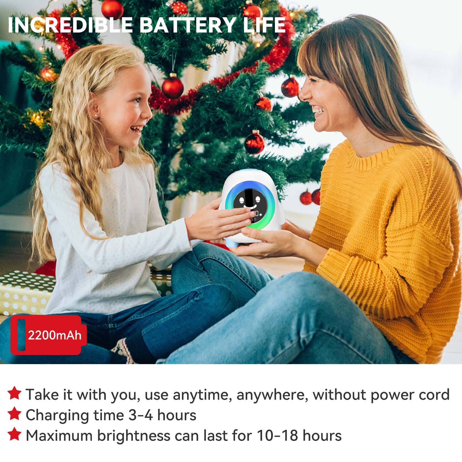 Cadrim Sveglia Digitale per Bambini Wake-up Light Ricaricabile USB Bambini Allarme Sveglia Comodino Sveglia Allenatore Sonno Orologio 2 Sveglie 3 Luminosità 5 Suonerie&Colori 8 Musica Funzione Snooze