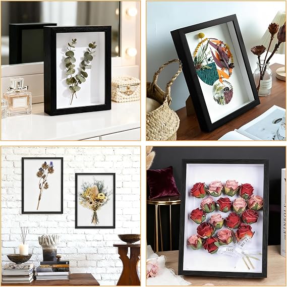 3D Shadow Box, Box Frame, Shadow Box Frame, Box Frames 20.3x25.3cm (3cm Depth), Deep Box Frame for Memorabilia, Medals, Dried Flowers & DIY Crafts（Black）