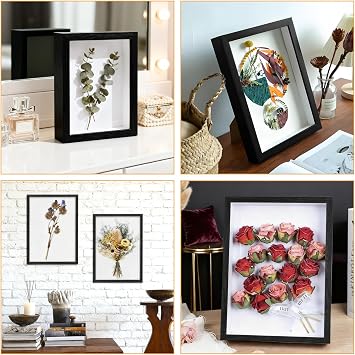 3D Shadow Box, Box Frame, Shadow Box Frame, Box Frames 20.3x25.3cm (3cm Depth), Deep Box Frame for Memorabilia, Medals, Dried Flowers & DIY Crafts(Black)