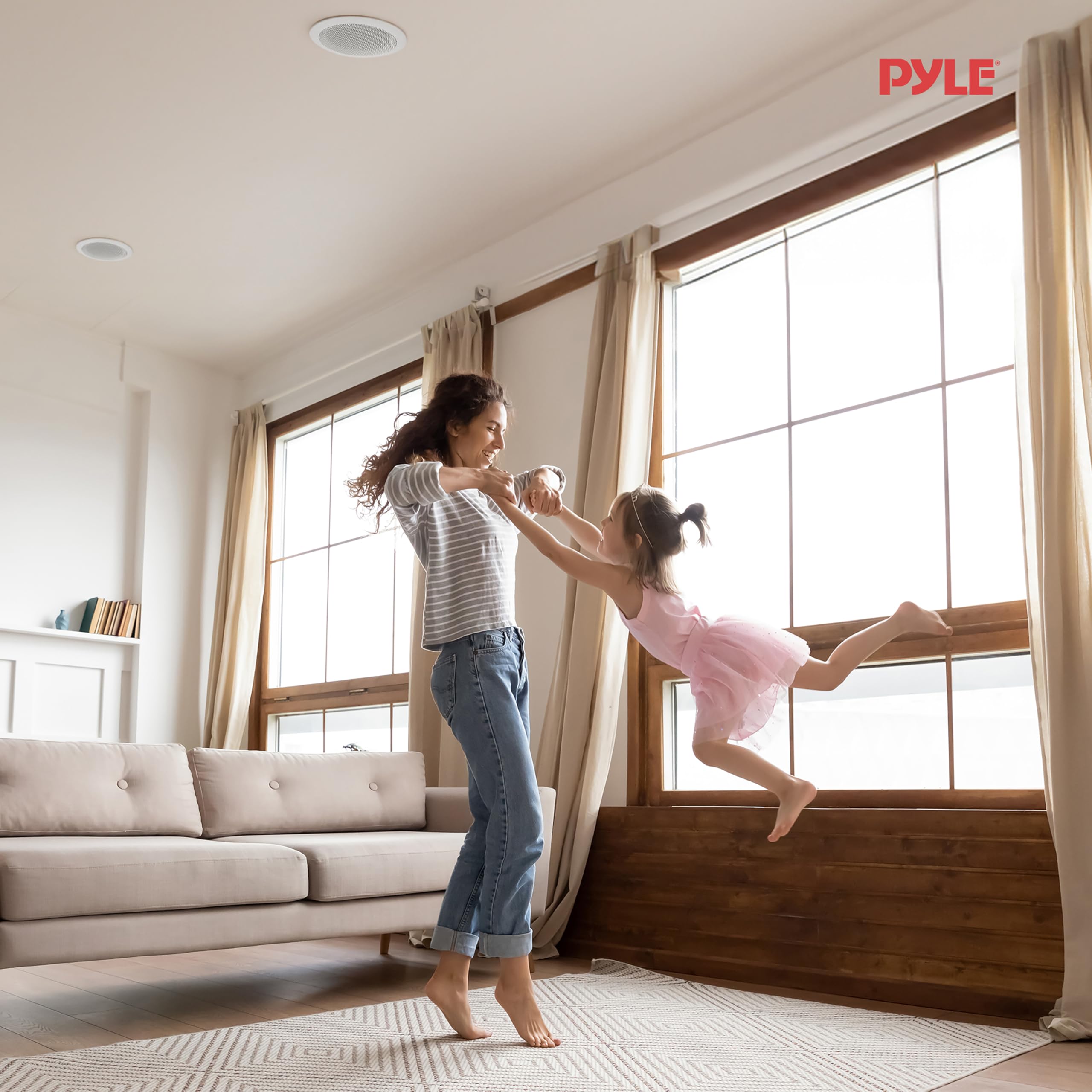 Pyle 20 cm Passiv Deckenlautsprecher Paar – 2-Wege Einbaulautsprecher für AV-Receiver & Verstärker, 8 Ohm Ceiling Speaker für Heimkino, Multiroom, Büro & Hintergrundmusik, Weiß