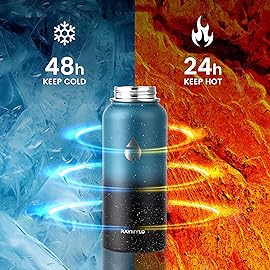 RAYMYLO 32oz Insulated Water Bottle, Triple Wall Vacuum Stainless Steel Water Bottles - Keeps Cold 48H, Reusable Metal water flask Jug for Gym, Sports, Camping, Hiking,Travel, Starry Sky-Indigo/Black