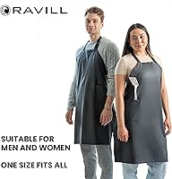 Vista 4 de Ravill Waterproof Apron For Men and Women - 2 Pockets - 35" Long Multi Purpose Work Aprons for Dishwashing, Dog Grooming 1 Pack - Black