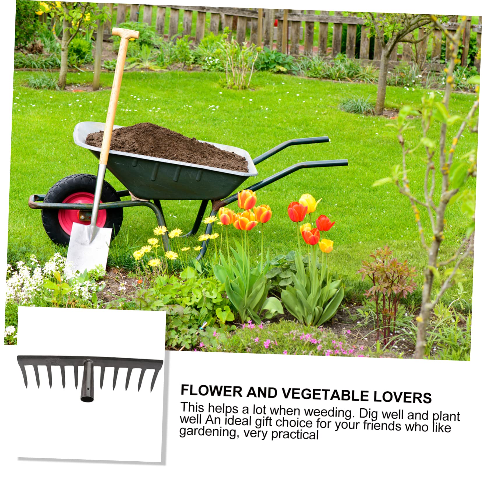Eisenrechen Grasrechen für Gartenarbeit, Robuster Bodenlockerrechen