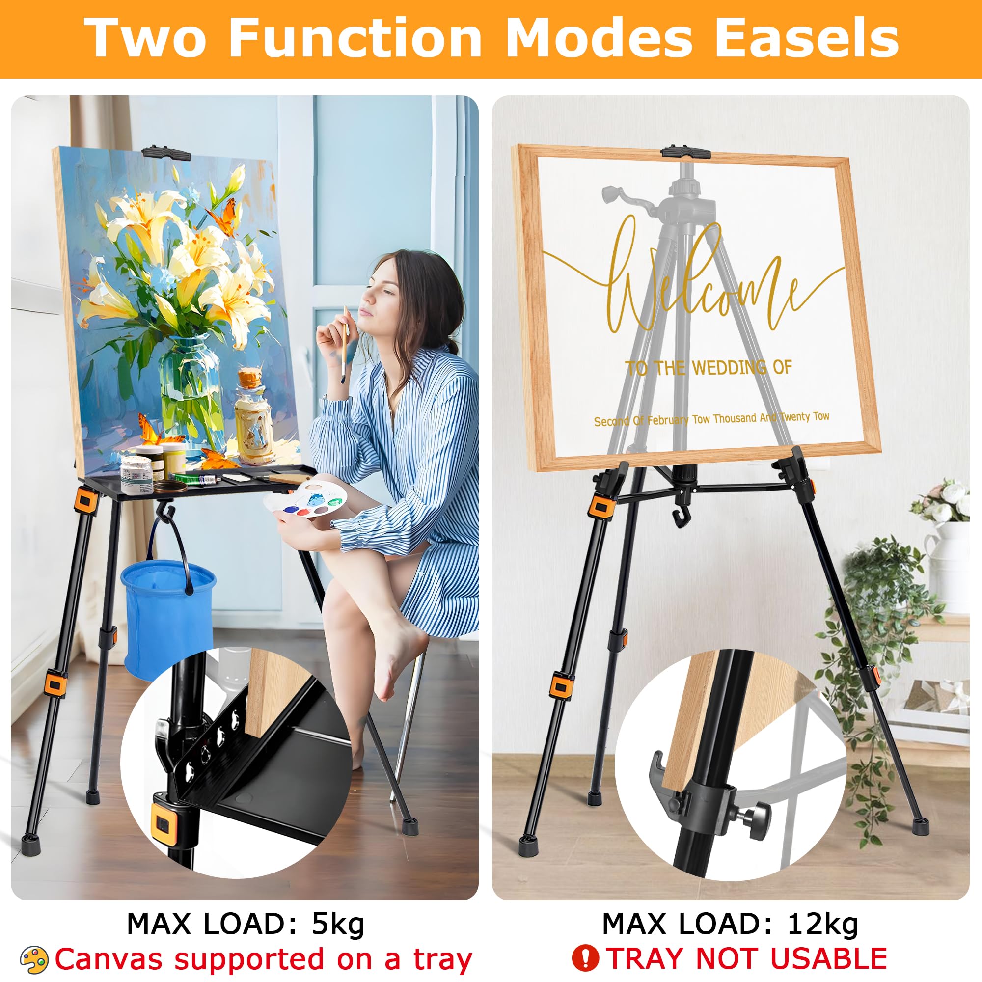 VAIIGO Easel Stand for Painting & Display, Artist Easel, Adjustable Floor & Tabletop Painting Display Easel - Image 4