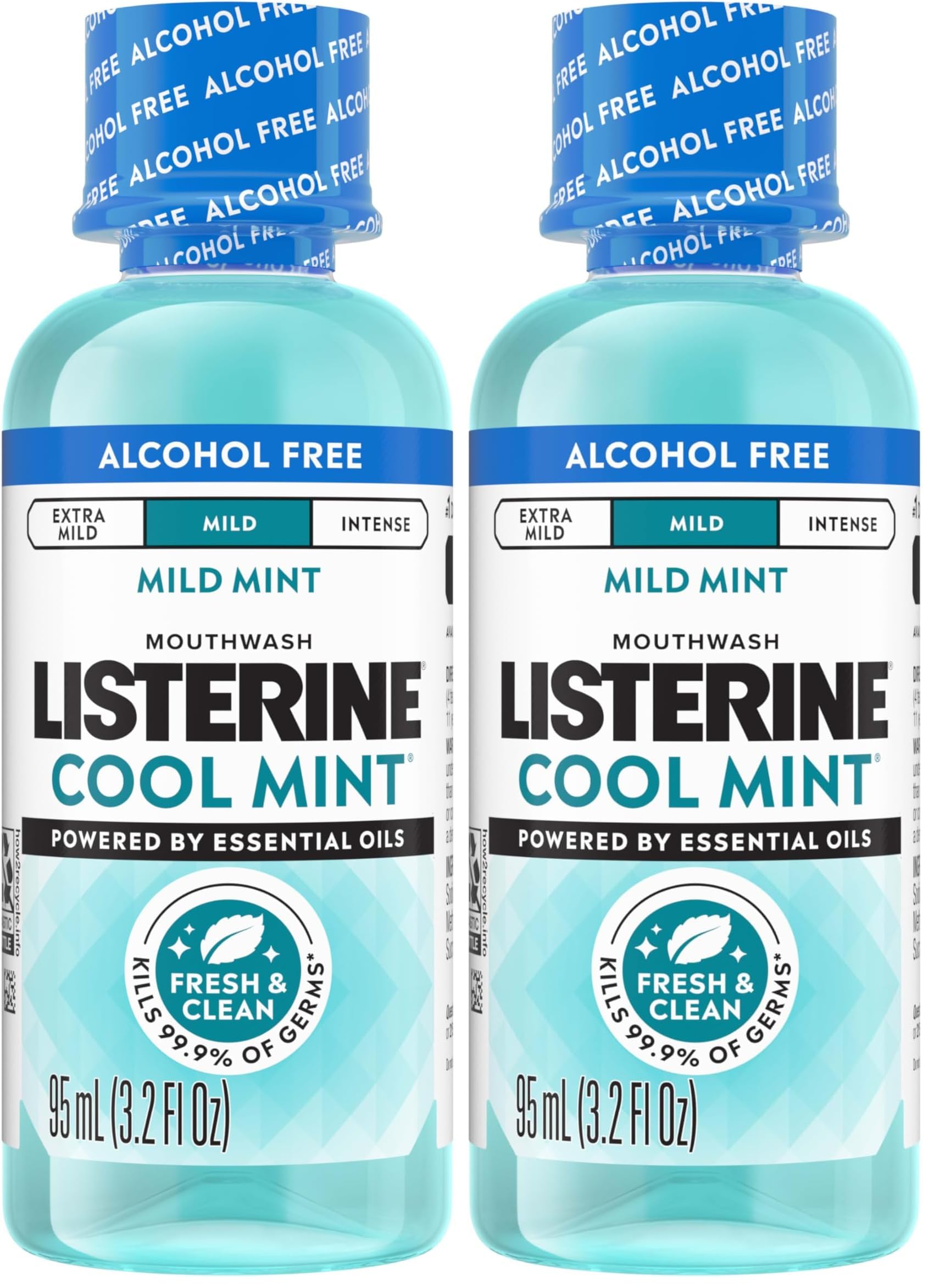 Listerine Alcohol Free Mouthwash Less Intense Alcohol-Free Oral Care Formula for Bad Breath Cool Mint Flavor 3 2
