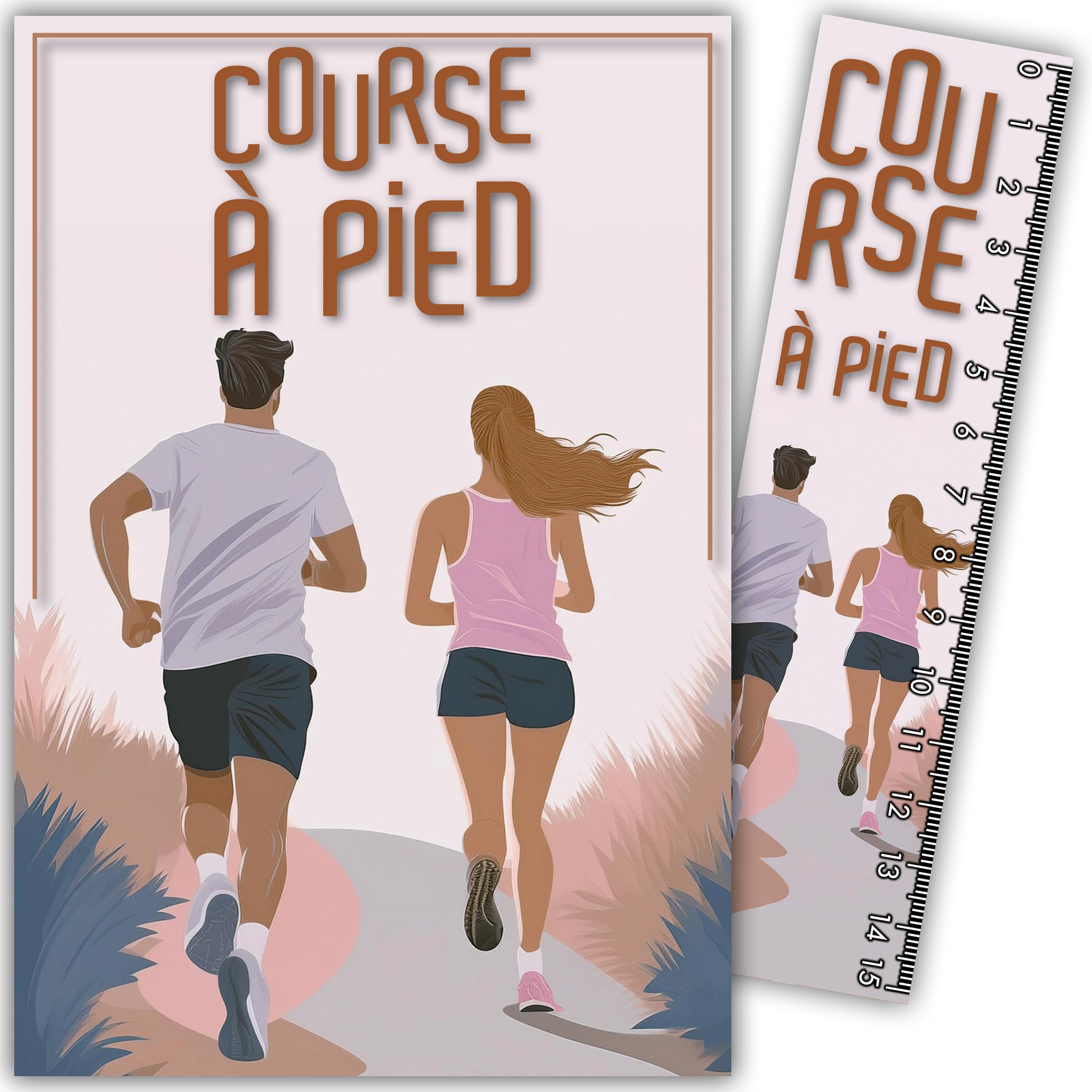 69-1026 Running Running Sports Card with Bookmark/Ruler 15 cm Paper and White Envelope Size 12 x 17.5 cm – Birthday or Party Gift – Made in France