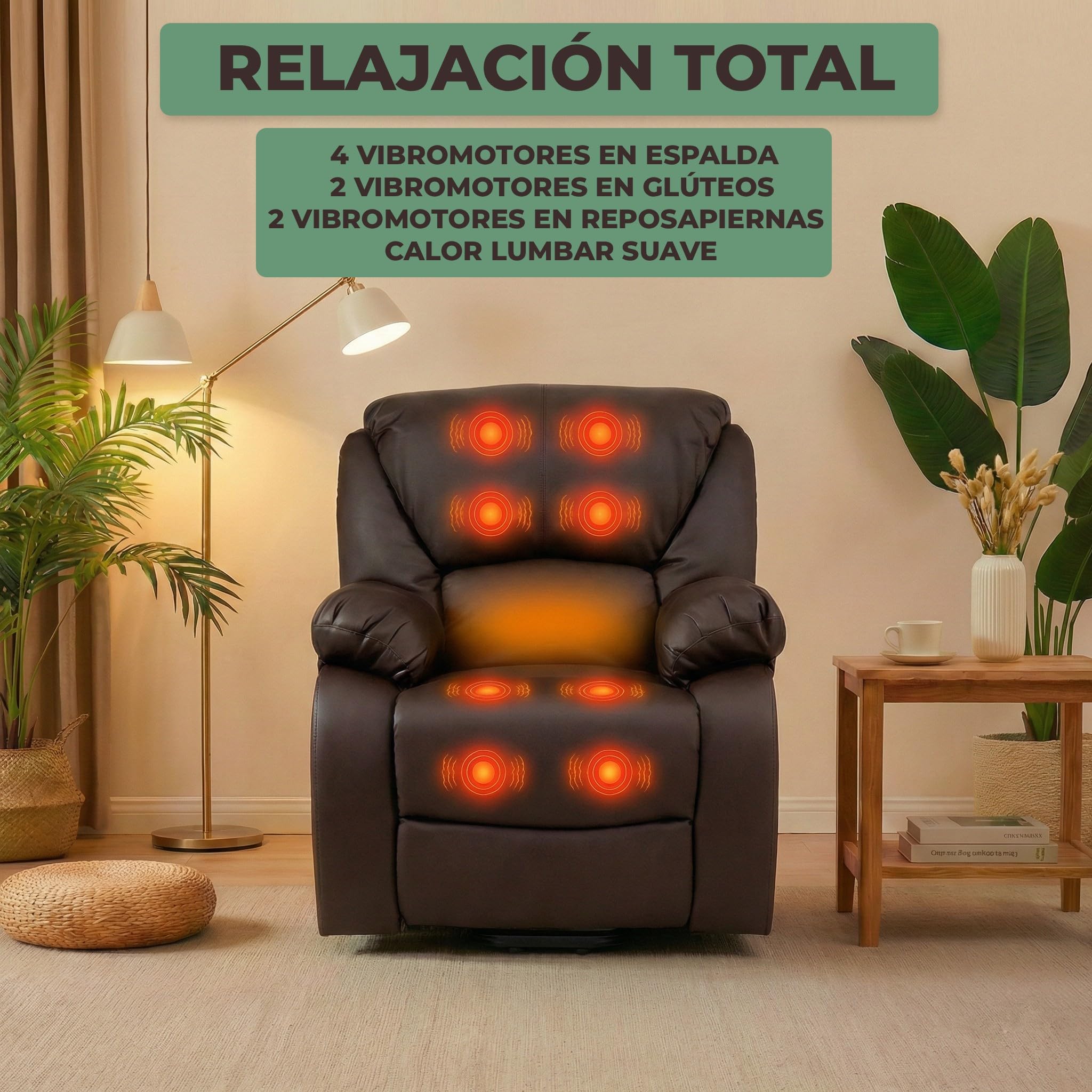 ECODE® Sillon de Relax Reclinable Levantapersonas Electrico con Masaje y Calor Lumbar - Sillones Electricos Stressless Ideales para Personas Mayores