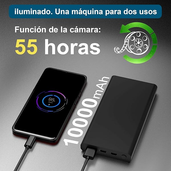 SZFNHHGTE Mini Cámara Espía Oculta 1080P HD, Portátil Batería 10000mAh, Detección de Movimiento, Sin WiFi/App, Vigilancia Hogar, Mascotas y Niñera - 5