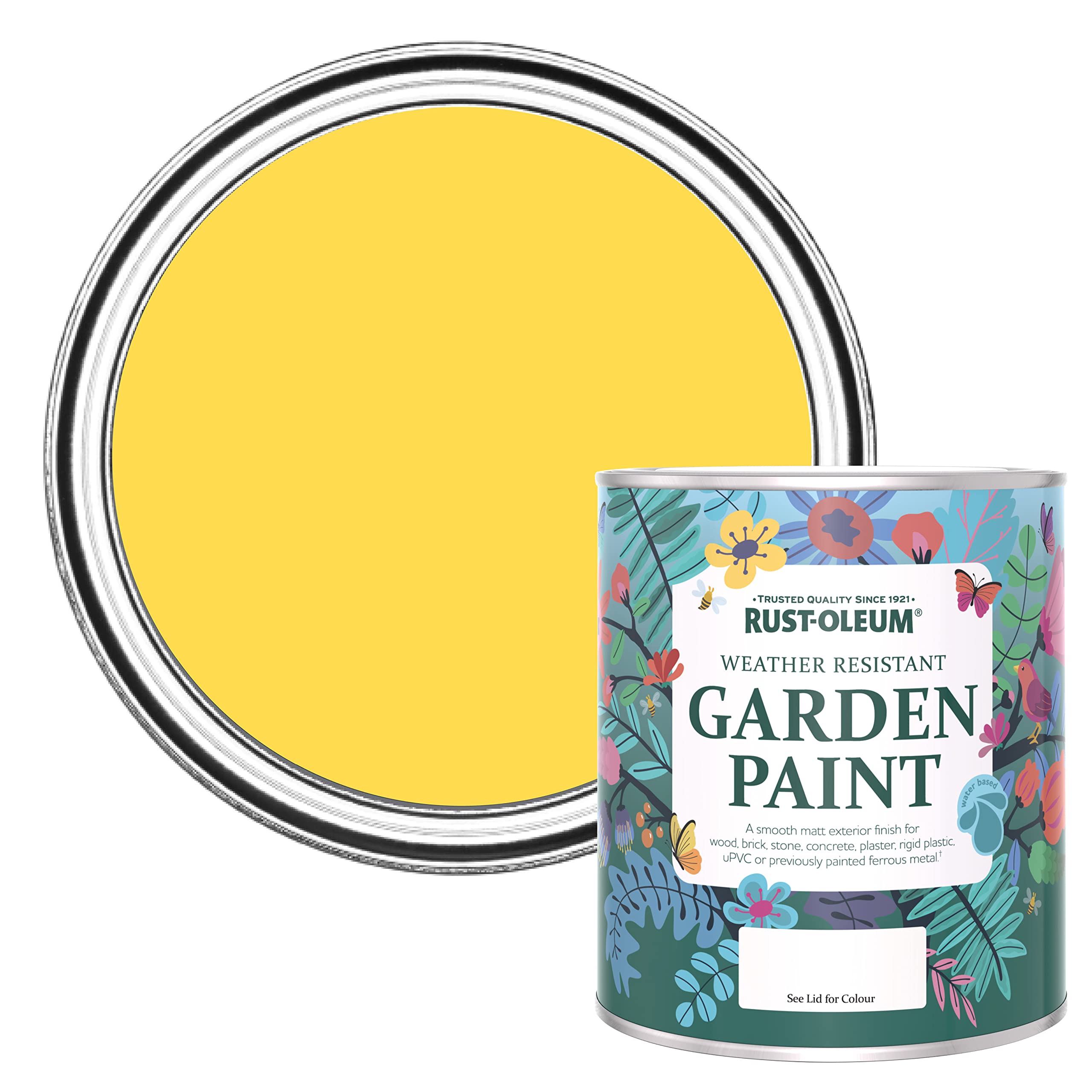 Yellow Mould Resistant Garden Paint In Matt Finish - Lemon Sorbet 750Ml 5013296205634