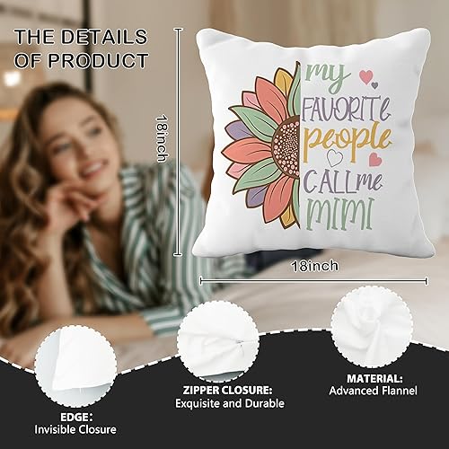 Miniatura 6 de Mimi Gifts - Fundas de almohada de 18 x 18 pulgadas, funda de almohada Mimi, abuela