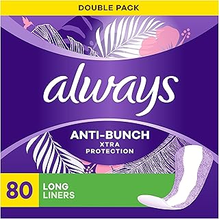 Always Anti-Bunch Xtra Protection, Panty Liners For Women, Light Absorbency, Long Length, Leakguard + Rapiddry, Unscented,...