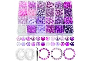 720 Glass Beads for Jewelry Making, 8mm 24 Colors Bead Bracelet Making Kit