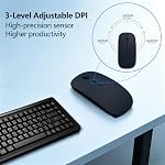 2026 Souris sans fil Bluetooth avec Jigggler, Souris mince et silencieux, USB-A/USB-C Récepteur en mode double BT5.2 & 2.4G, ajustable DPI Souris optique pour MacBook, iPad, Chromebook, Ordinateur portable, PC - Bleu