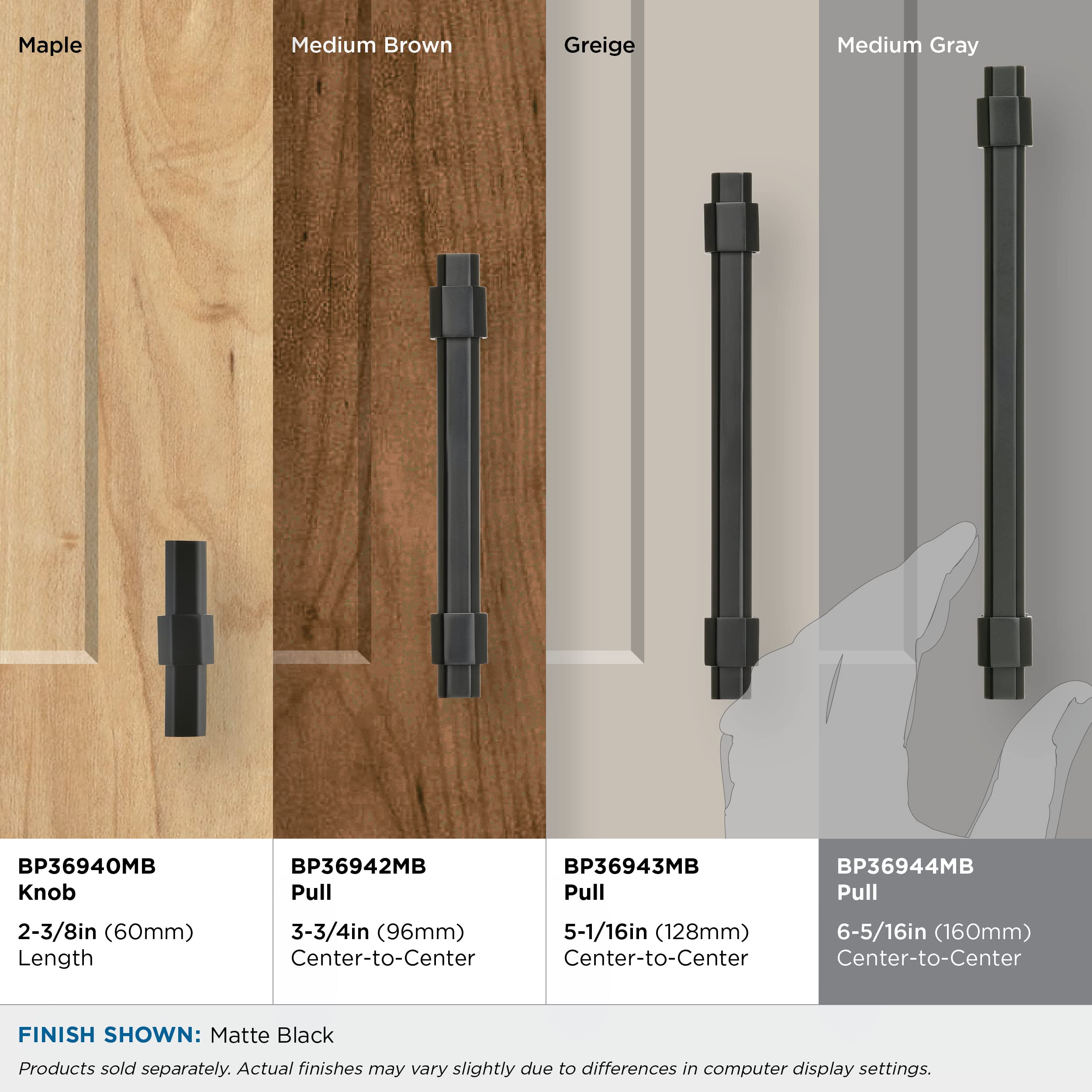 Amerock, Matte Black, 6-5/16 in. Center-to-Center - Image 4