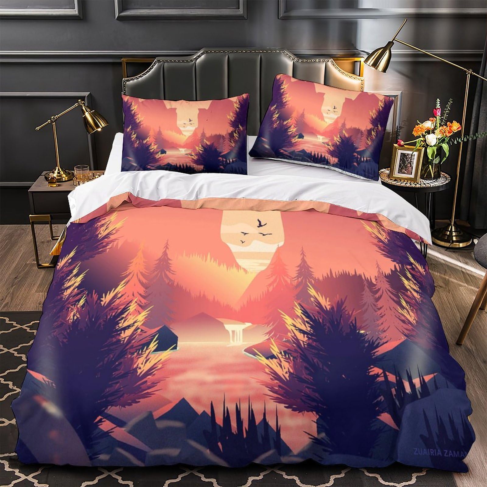 Parure de lit tournesol microfibre super douce avec fermeture éclair 260x220