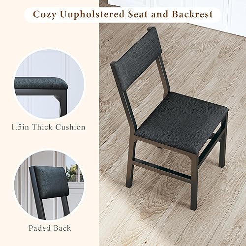 Miniatura 7 de Juego de mesa de comedor de 7 piezas para 4-6, sillas extensibles para mesa de cocina, juego de 6 con 6 sillas, mesa de comedor rectangular con