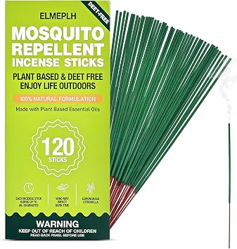 Mosquito Repellent Incense Sticks 120 Count - Outdoor & Indoor, Long Lasting Citronella Scent, Effective for Patio, Garden, Camping