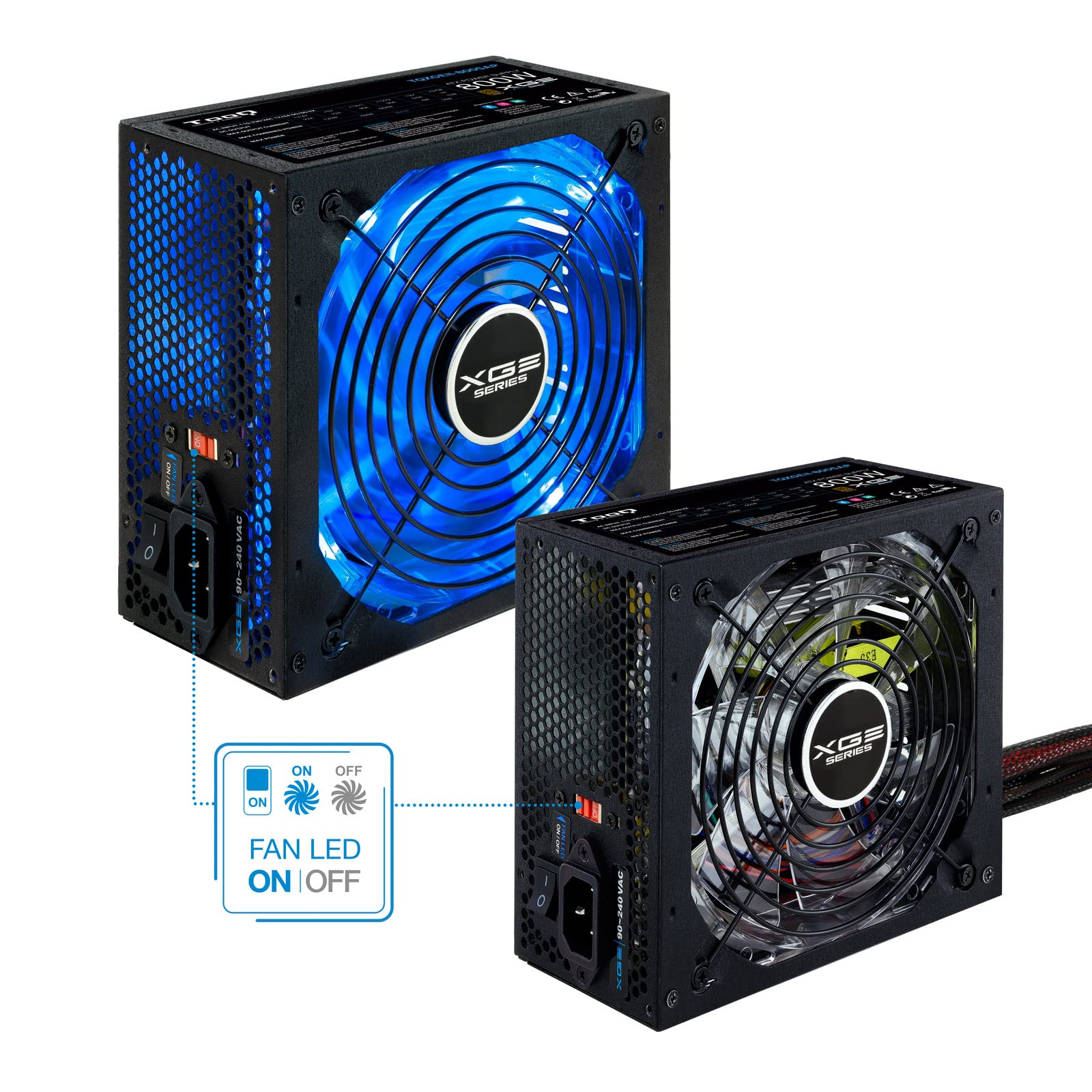 TooQ TQXGEII-800SAP - zasilanie do gier (800 W, PFC activo, ATX 12V V2.31) Certificación 80 Plus brąz, wentylator LED, kolor czarny