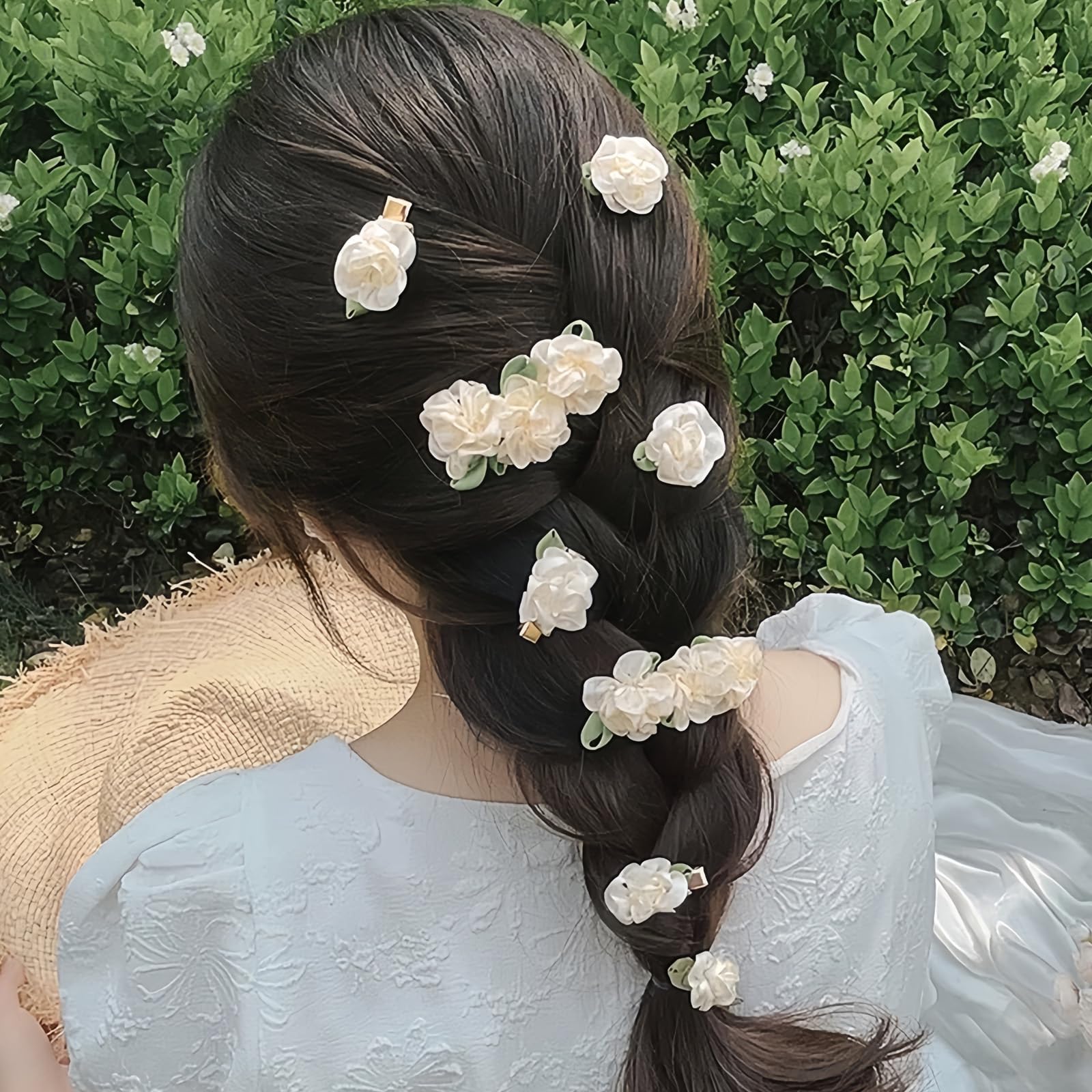 Large Hair Barrette Opaque White Jasmine Easter Spring Summer Flower 3.5\