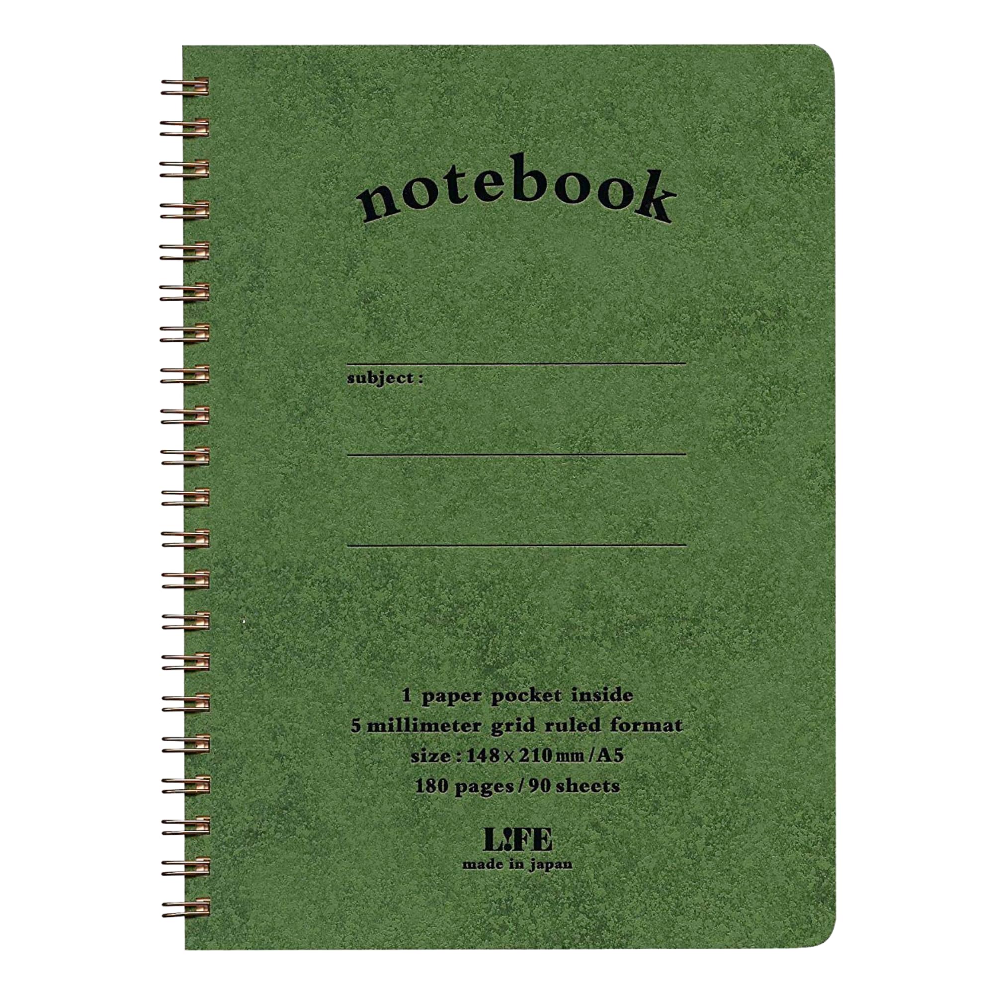 LIFE Note book pocket with A5 5mm Grid 90 Seets Blue