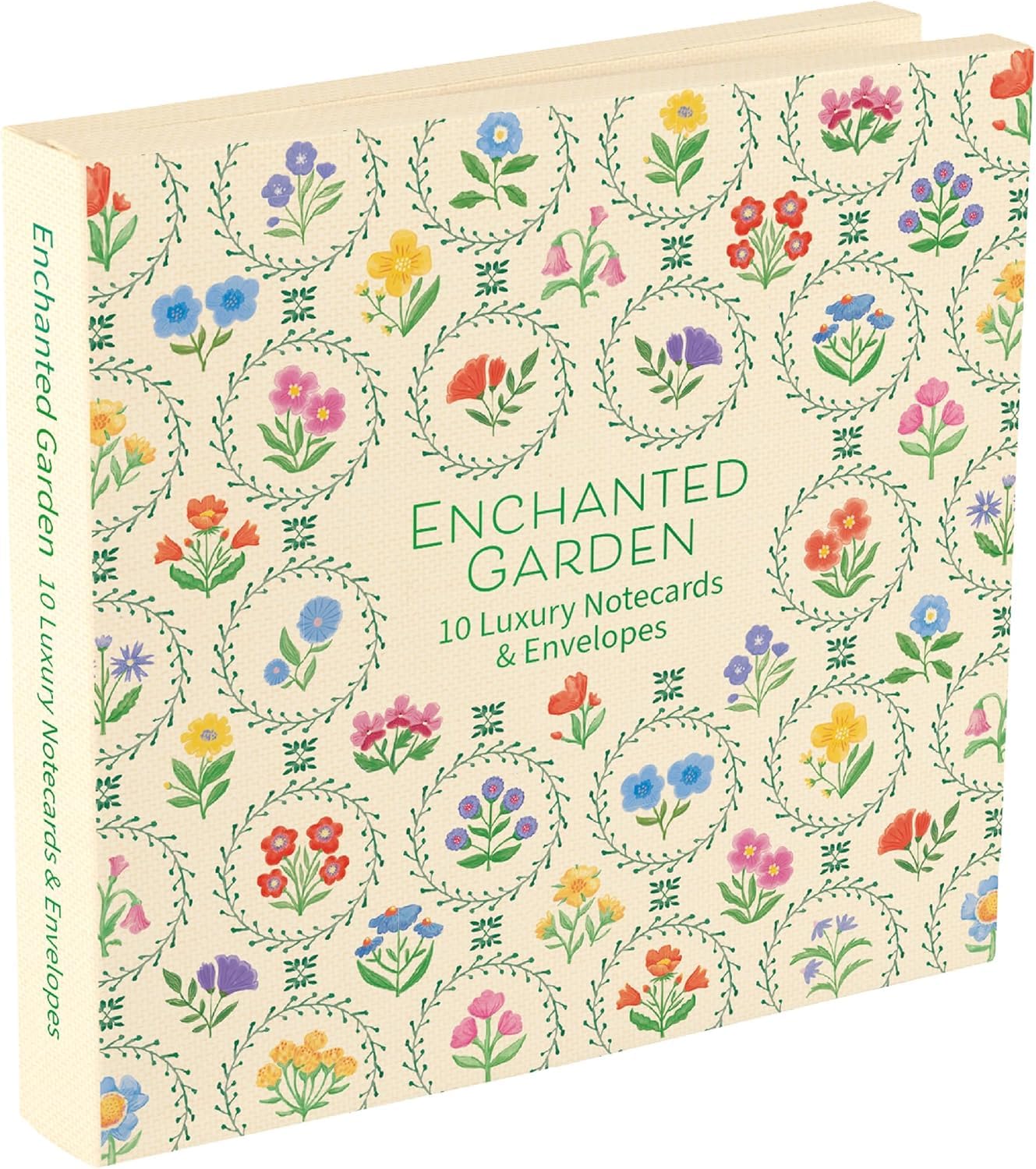 Luxury Notecard Wallet – Set of 10 Blank Greeting Cards with Envelopes – Premium Stationery Card Set for Thank You Notes & Correspondence 135 × 135 mm (Enchanted Garden)