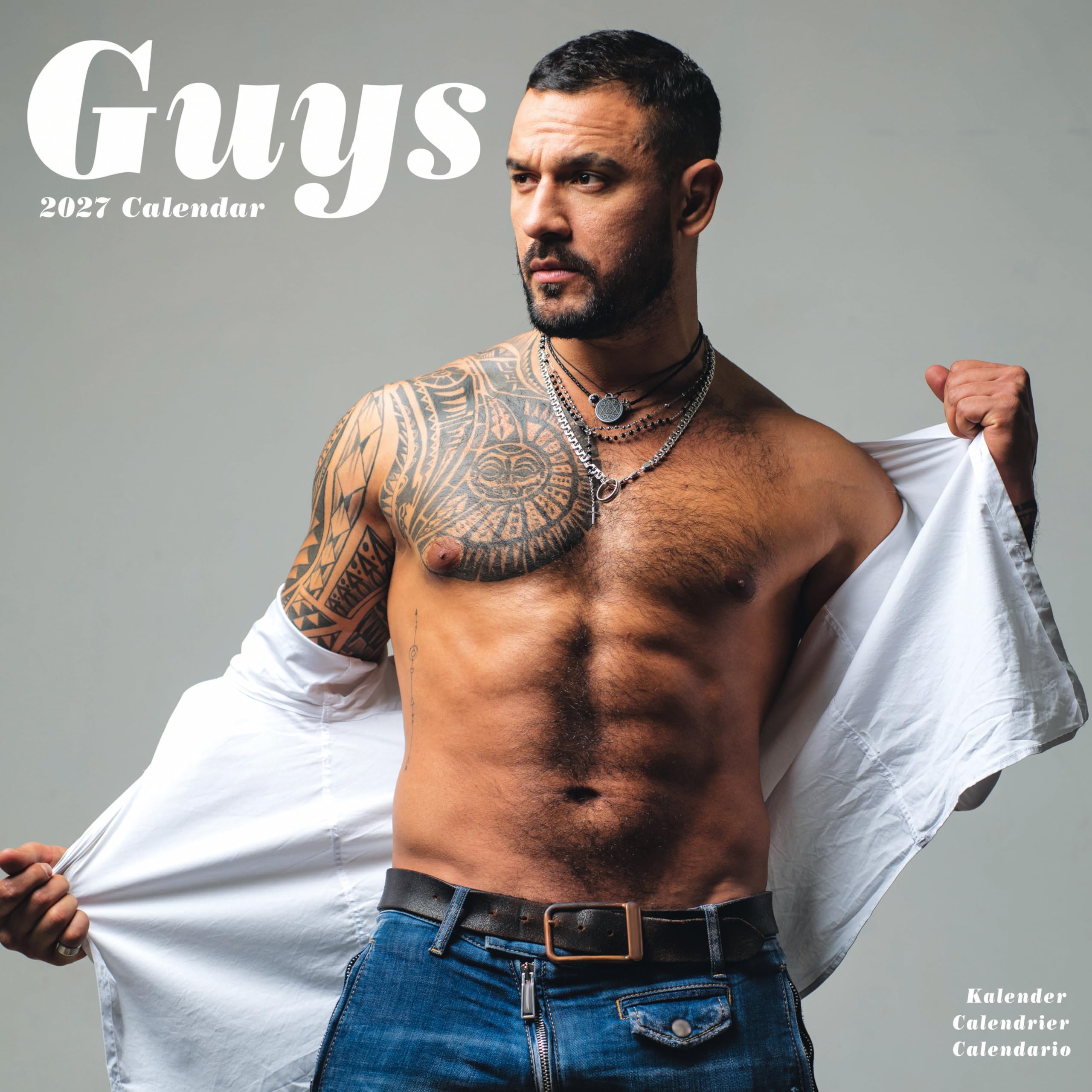Guys 2027 Calendar | Square Wall Calendar | Male Glamour Gift | Plastic Free Packaging | by Avonside Publishing
