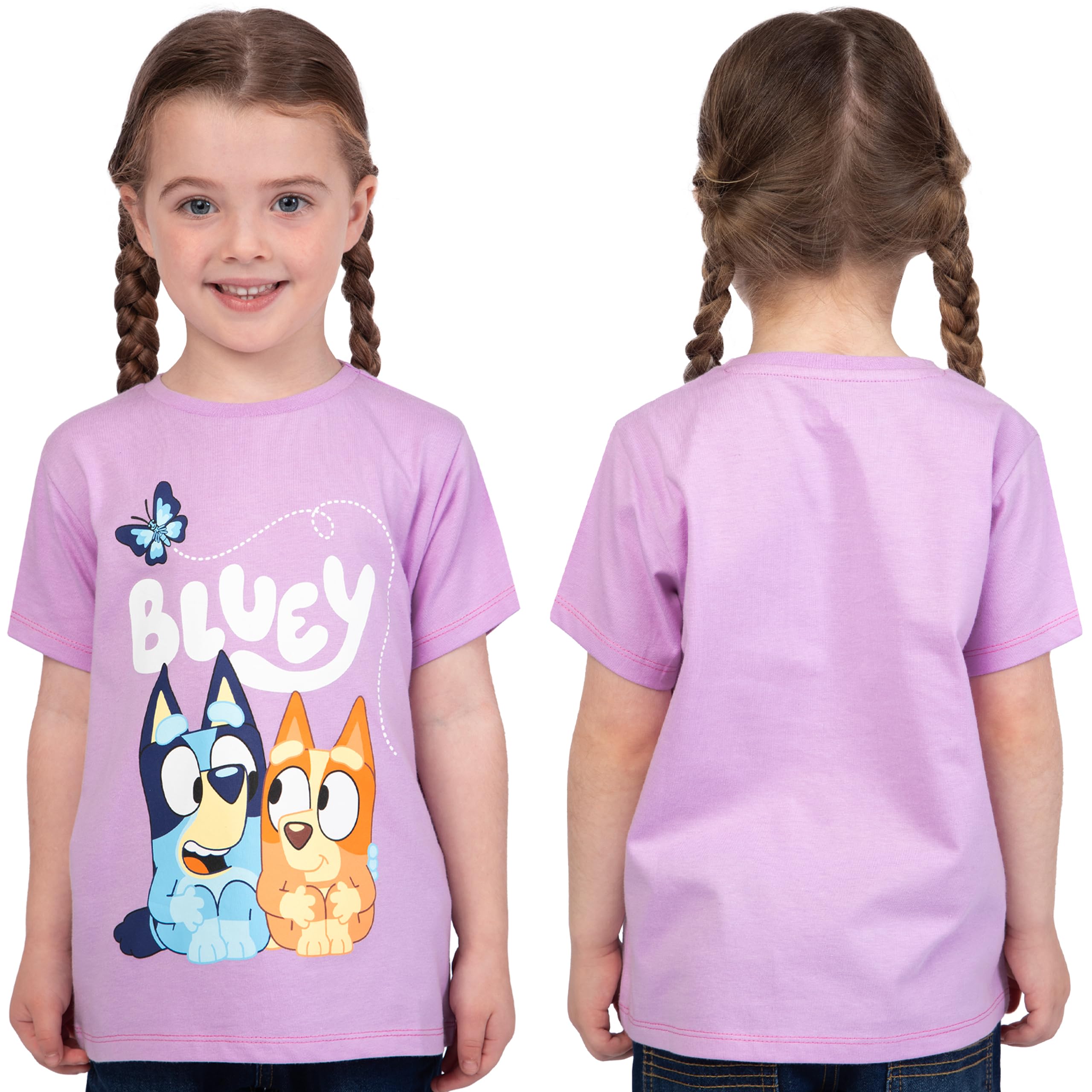 BlueY Pack de 3 T-Shirts, T-Shirts Fille pour l'Été, Lot de 3 Tshirt Fille, Vêtements Enfant en Coton