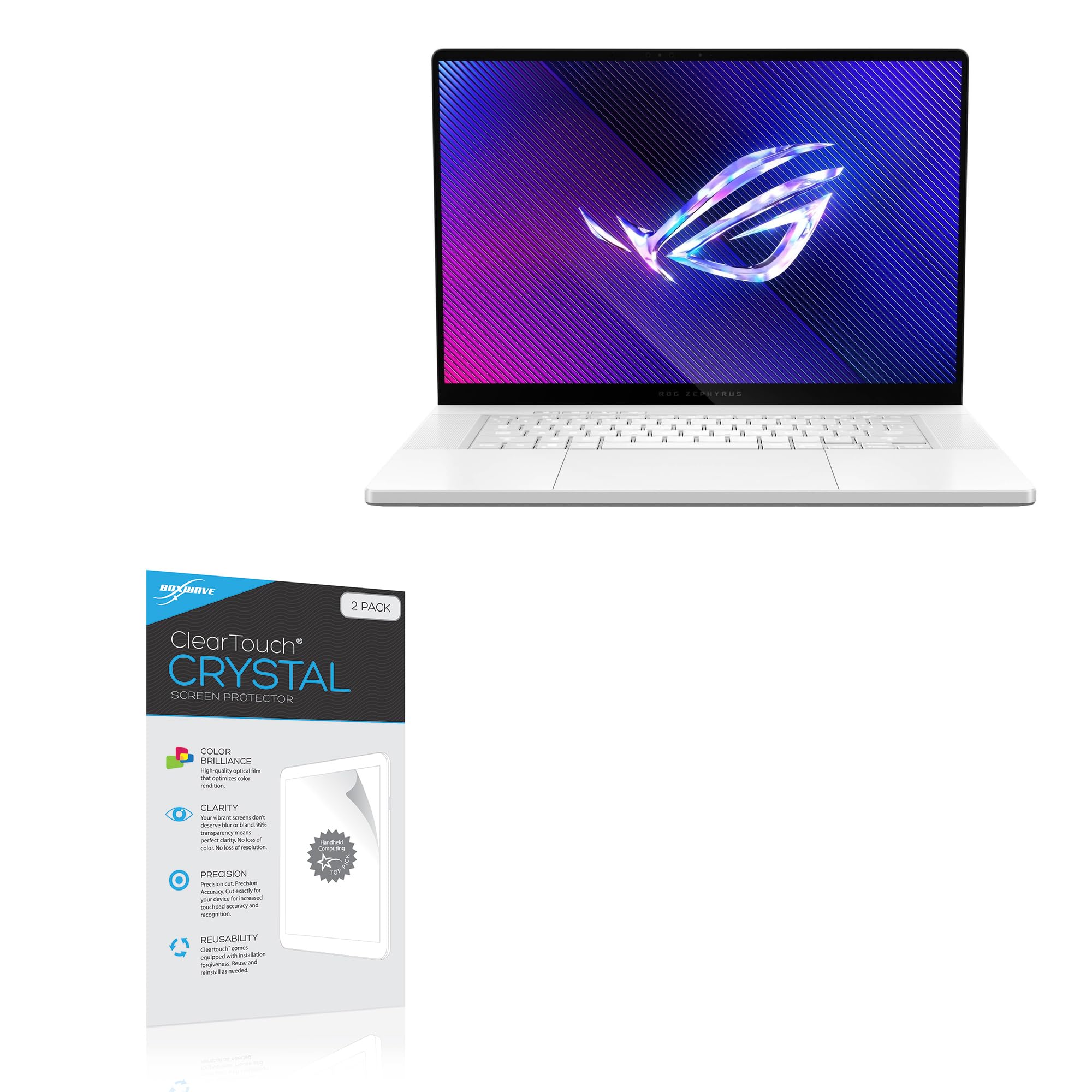 BoxWave Screen Protector Compatible with ASUS ROG Zephyrus G16 (2024) - ClearTouch Crystal (2-Pack), HD Film Skin - Shields from Scratches