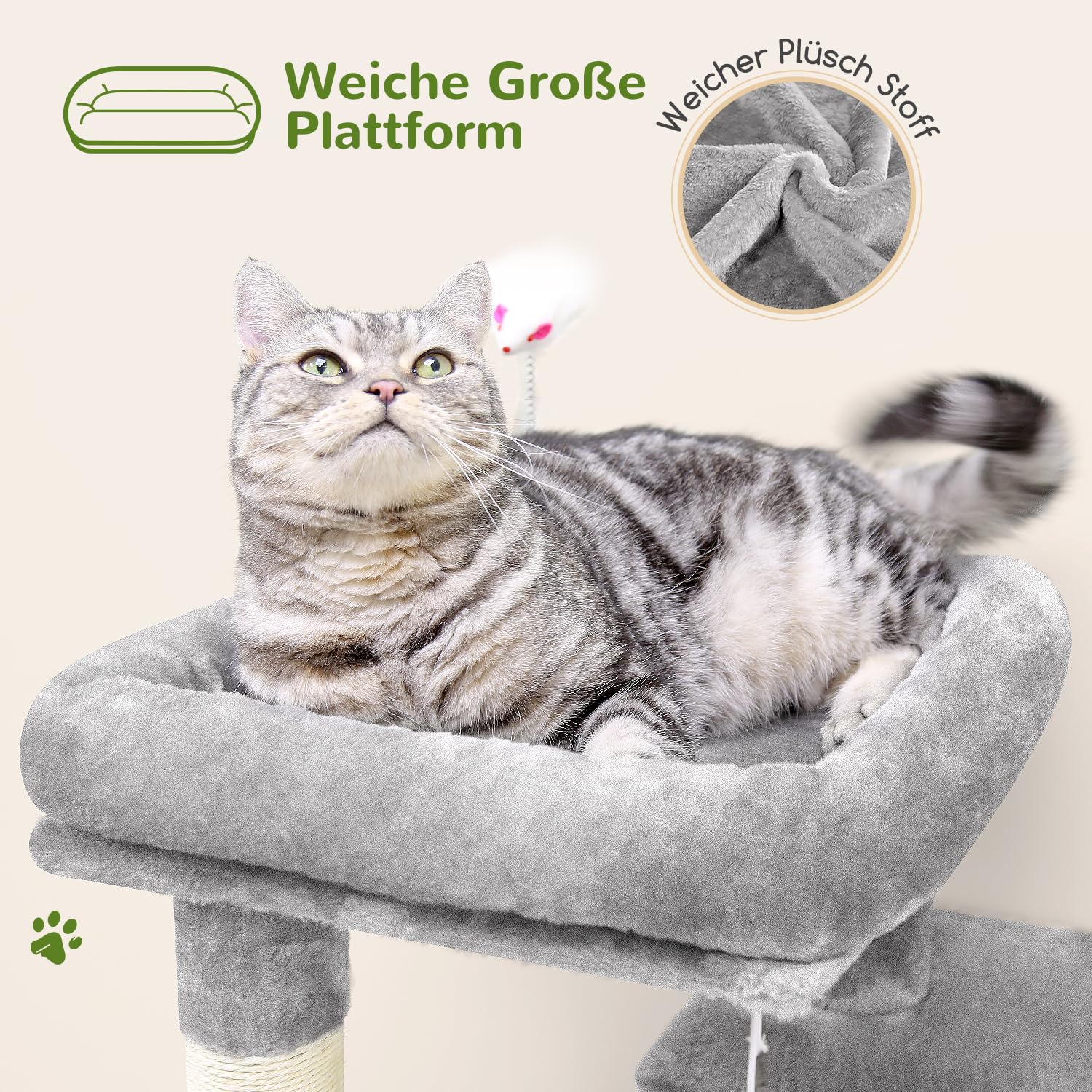 Globlazer Kattenboom Cactus Groene met 2 Kattenhuis, Platform Gevoerde Globlazer Kattenboom Cactus Groene met 2 Kattenhuis, Platform Gevoerde