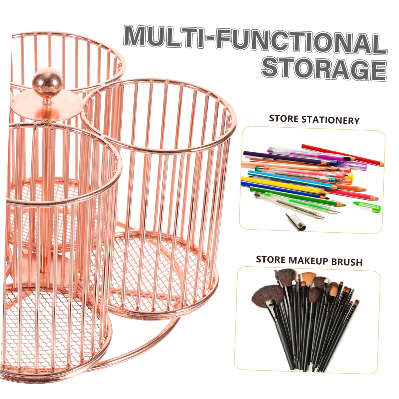 Portapenne e Finitura Perlata in Ferro Girevole Grande Capacità Organizer da Scrivania Multifunzionale Design Elegante per Penne e Pennelli per Ufficio o Scuola