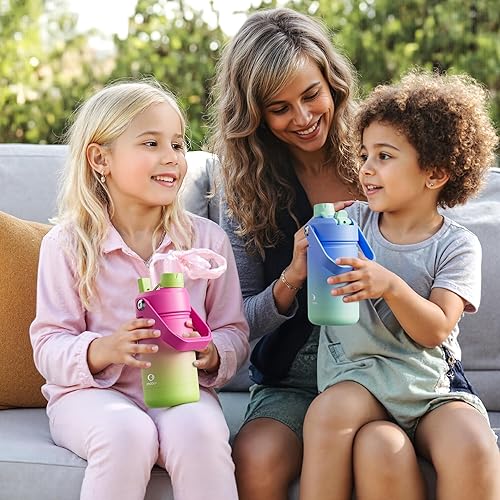 Miniatura 297 de ENCOOL Botella de agua aislada con popote, de acero inoxidable, a prueba de fugas, sin BPA, al vacío de doble pared que se mantiene fría durante 24