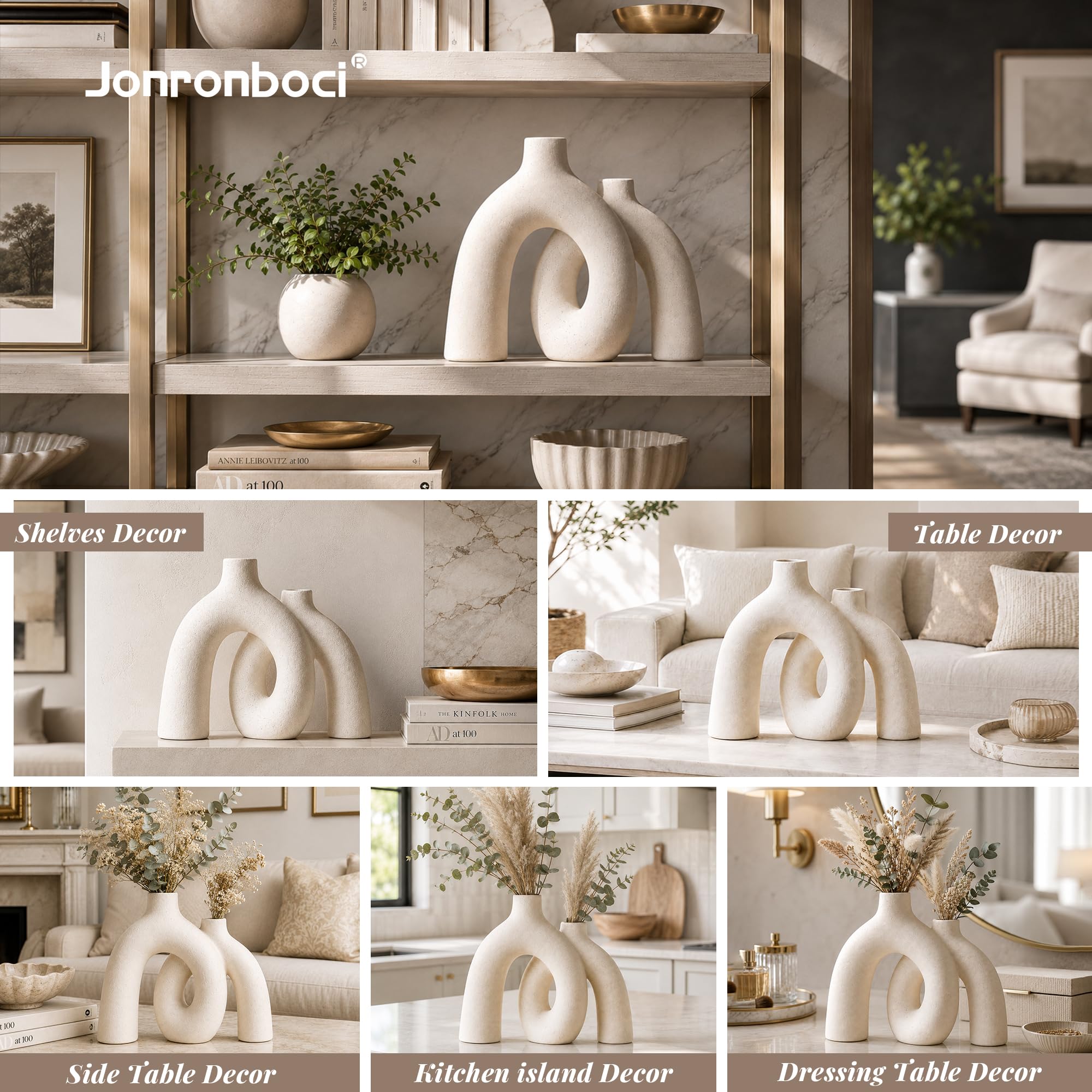 How to Style a Console Table: 5 Rules That Work (2026) 1 Jonronboci Hug Donut Decorative Vase Set - Modern Nordic Boho Style Vases Home D - product photo