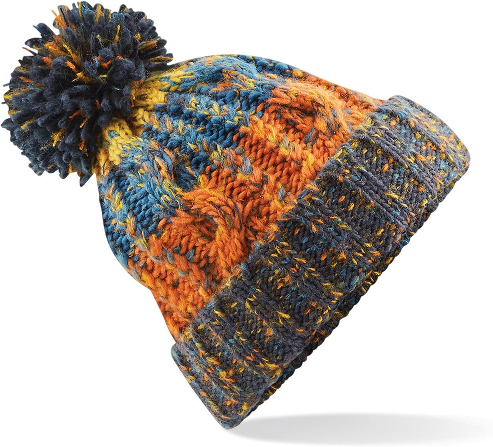 Beechfield B486 Corkscrew Pom Pom Beanie - Stylish Winter Hat