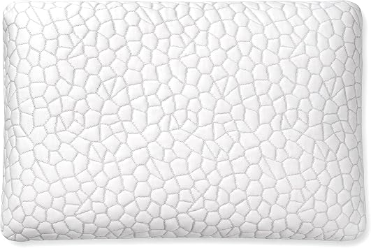 Cooling Memory Foam Pillow, Low Profile Flat Bed Pillow, Stomach Sleepers | Hypoallergenic, Latex Free Slim Sleep Pillow With Washable Quilted Cover, Standard Size, 24 x 16 Inches, For Side Sleepers