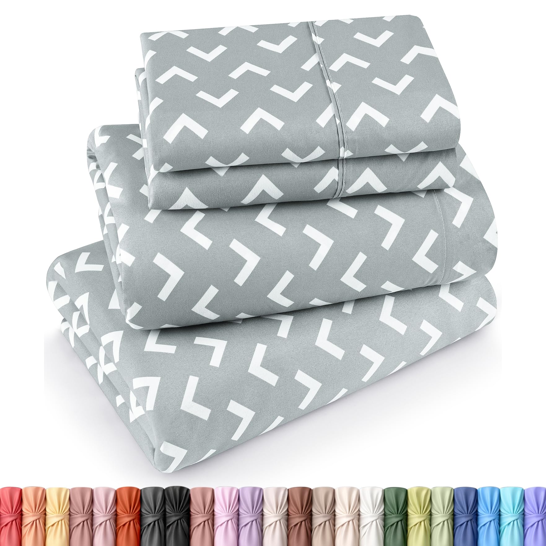 Utopia Bedding Queen Sheet Set, Soft Microfiber 4 Piece Bed Sheets with 16" Deep Pocket - Easy Care Brushed Microfiber (Arrows - White) — image 1