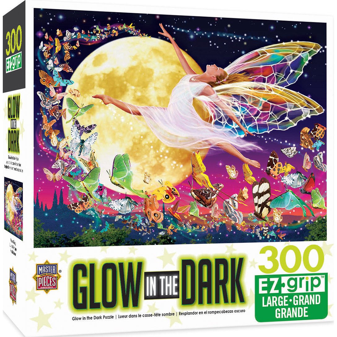 MasterPieces Glow in the Dark 300 Puzzles Collection - Moon Fairy 300 Piece Jigsaw Puzzle, 18"X24"