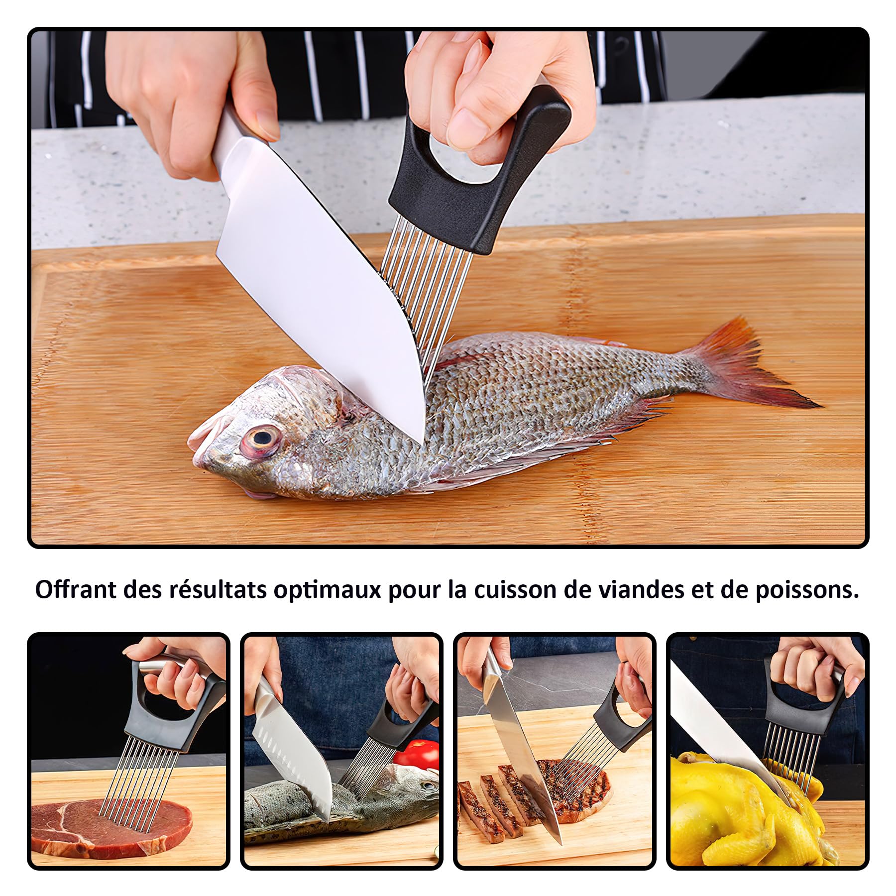Brelet Lot de 2 Coupe Oignon Manuel en Acier Inoxydable pour Trancher Légumes Gadget Cuisine