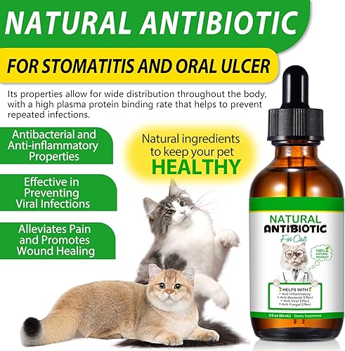 Miniatura 9 de Antibióticos para gatos, Antibióticos para gatos, Antibióticos naturales para gatos Suplementos herbales multivitamínicos 2.0 fl oz