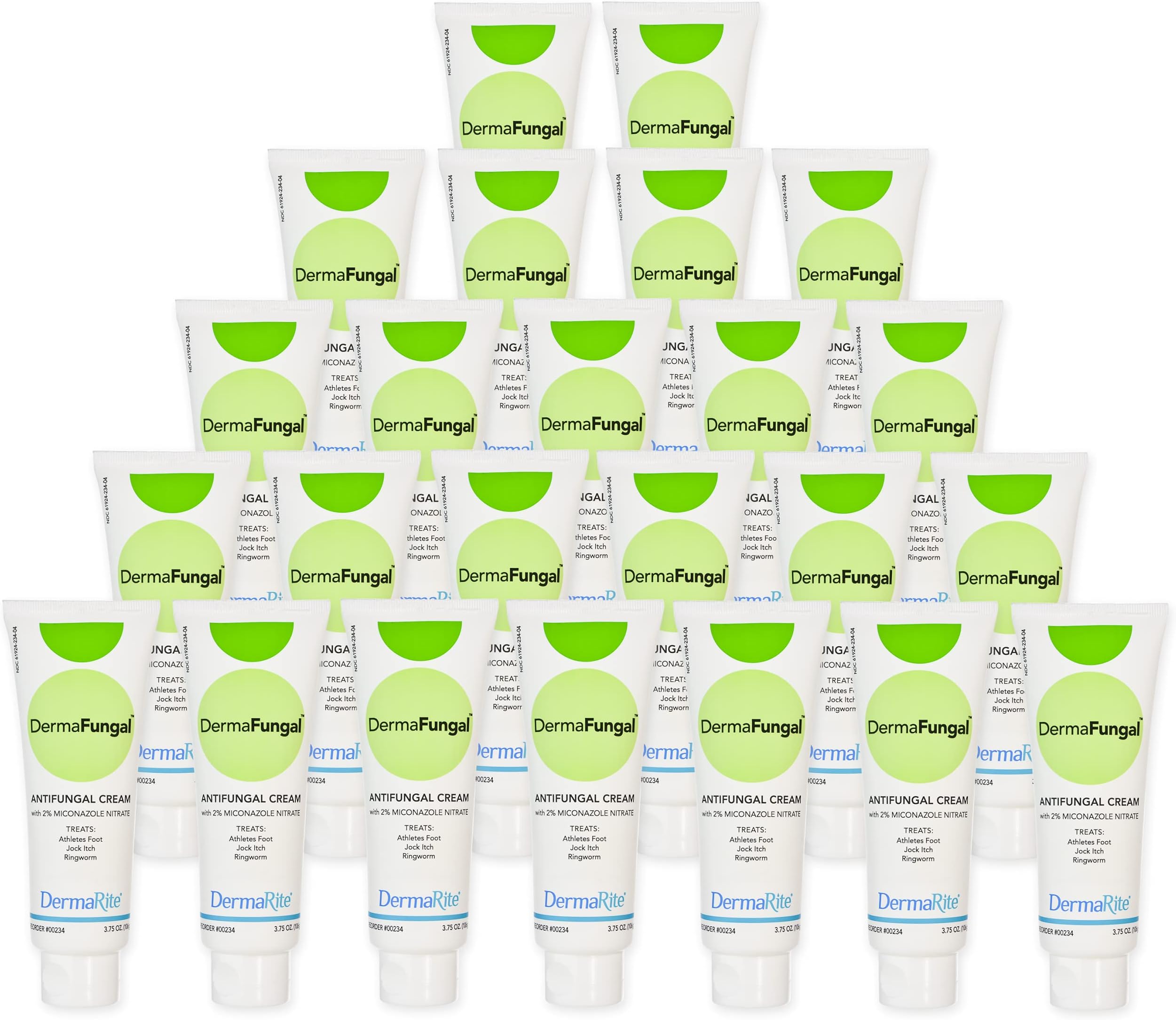 DermaRite's DermaFungal Antifungal Cream - 2% Miconazole Nitrate for Athlete's Foot, Ringworm, and Jock Itch - 3.75 oz. Tube, 24 Count