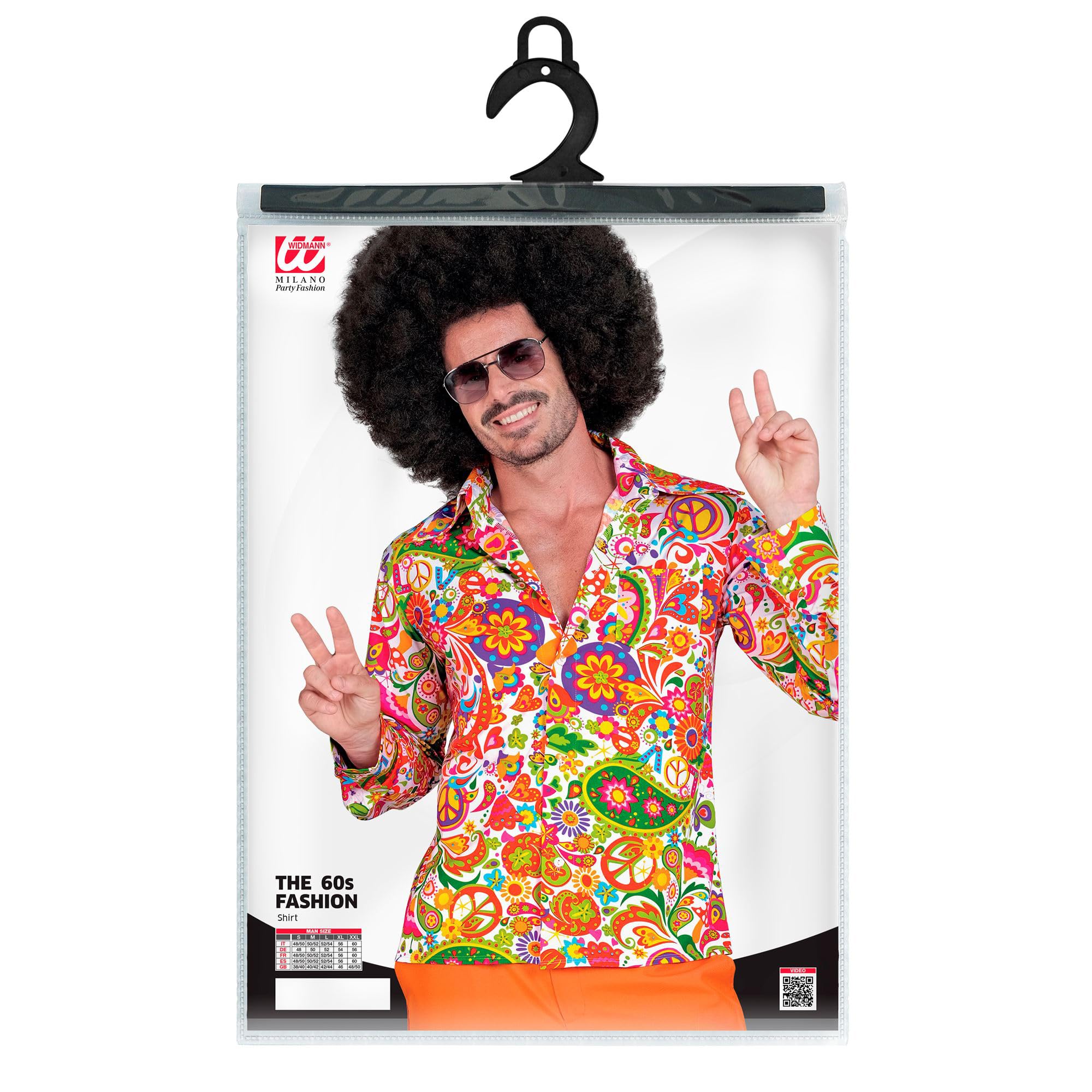 W WIDMANN MILANO Party Fashion - Camicia Hippie, Hipster, Flower Power, costume anni '60, costumi di carnevale