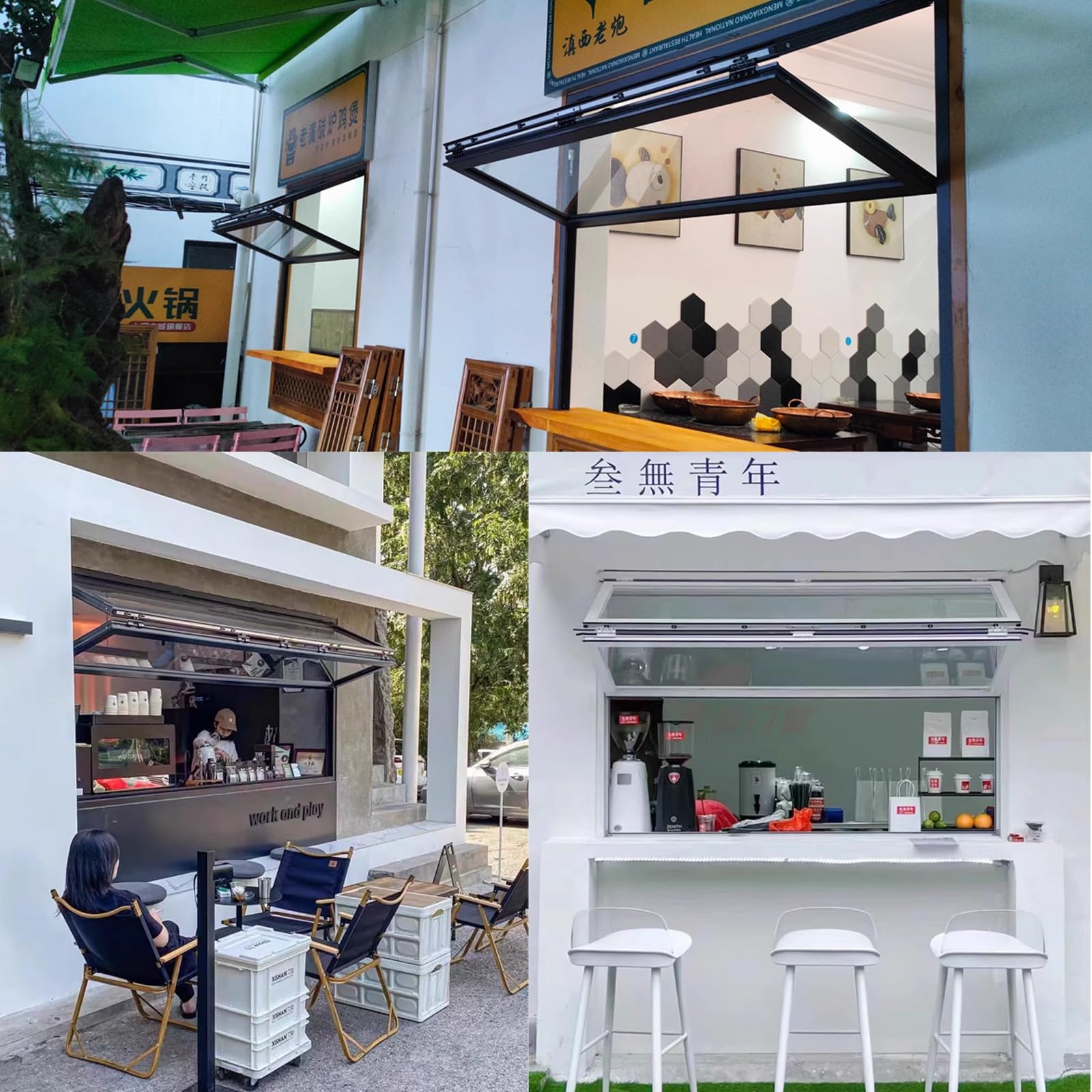 Fenêtre de Concession À Cadre en Aluminium, Fenêtre Coulissante Pliable avec Verre Trempé, pour Food Truck, Kiosque de Vente, Cuisine D'entreprise(38x46in/96x117cm)
