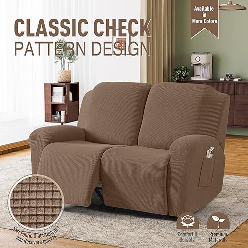 Miniatura 81 de TAOCOCO Fundas para sofá reclinable, 8 piezas, fundas elásticas para sofá grande de 3 asientos, fundas reclinables, protector de muebles con patrón