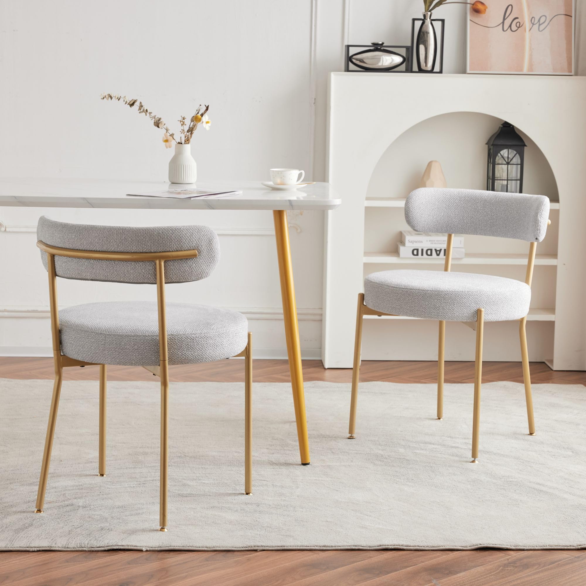 Lot de 2 chaises de salle à manger de luxe en velours gris foncé avec fonction pivotante, pieds en métal, assise élégante et élégante pour une décoration confortable de salle à manger
