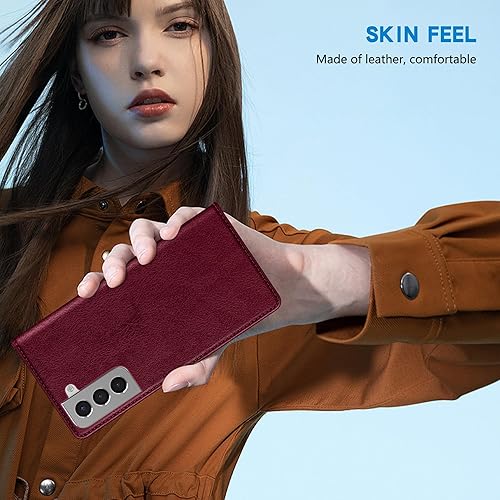 Miniatura 6 de ZZXX Funda tipo cartera para Samsung Galaxy S21 con bloqueo RFID, soporte de ranura para tarjetas, funda protectora de cuero magnético fuerte