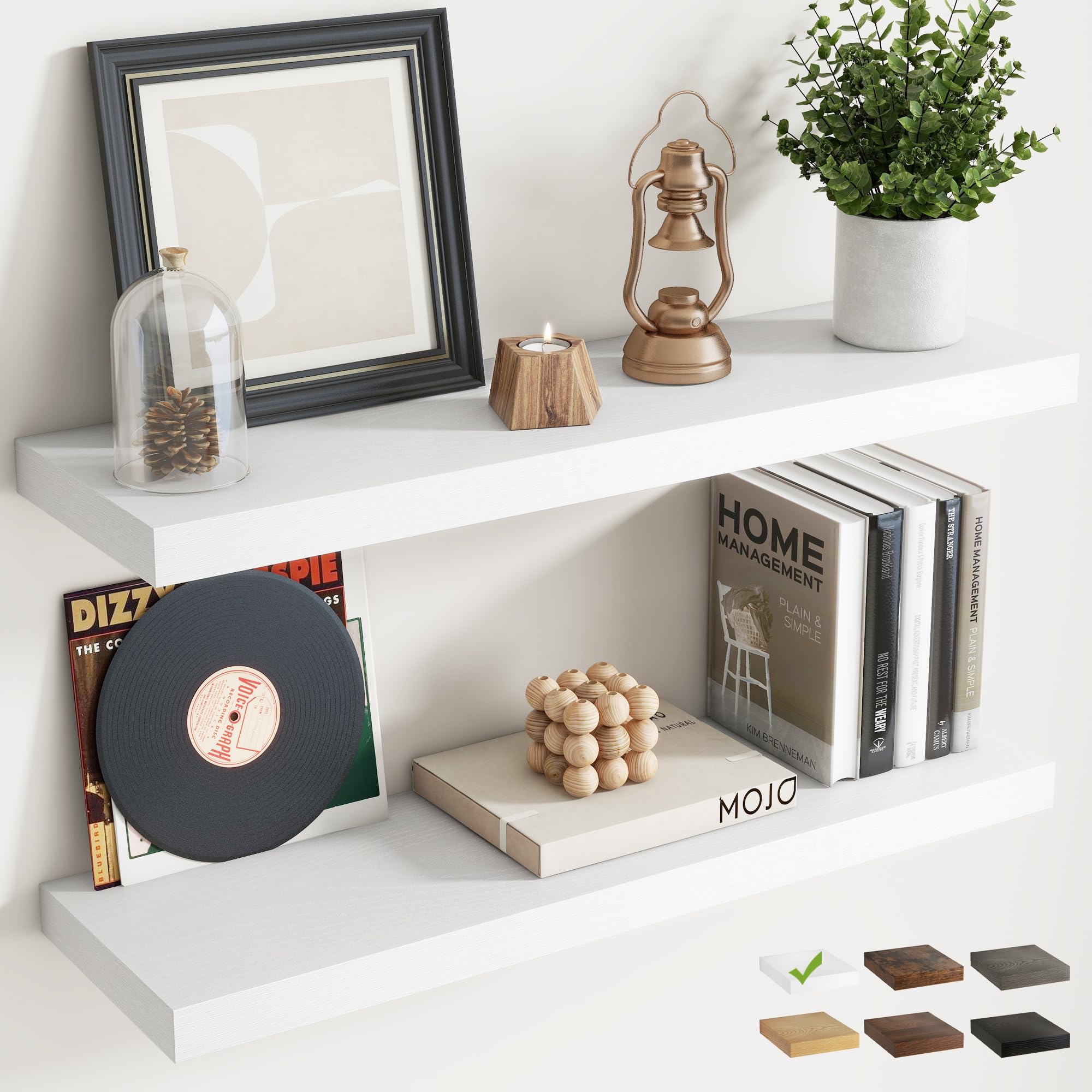 Marsmiles 80 CM Floating Shelves, Wall Shelf, Bookshelf, White, 2Pcs