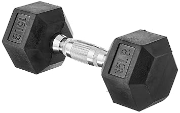 AmazonBasics Quality Solid Cast-Iron Construction Fixed Dumbbell, 15-Pound (6.8 KGS) Black