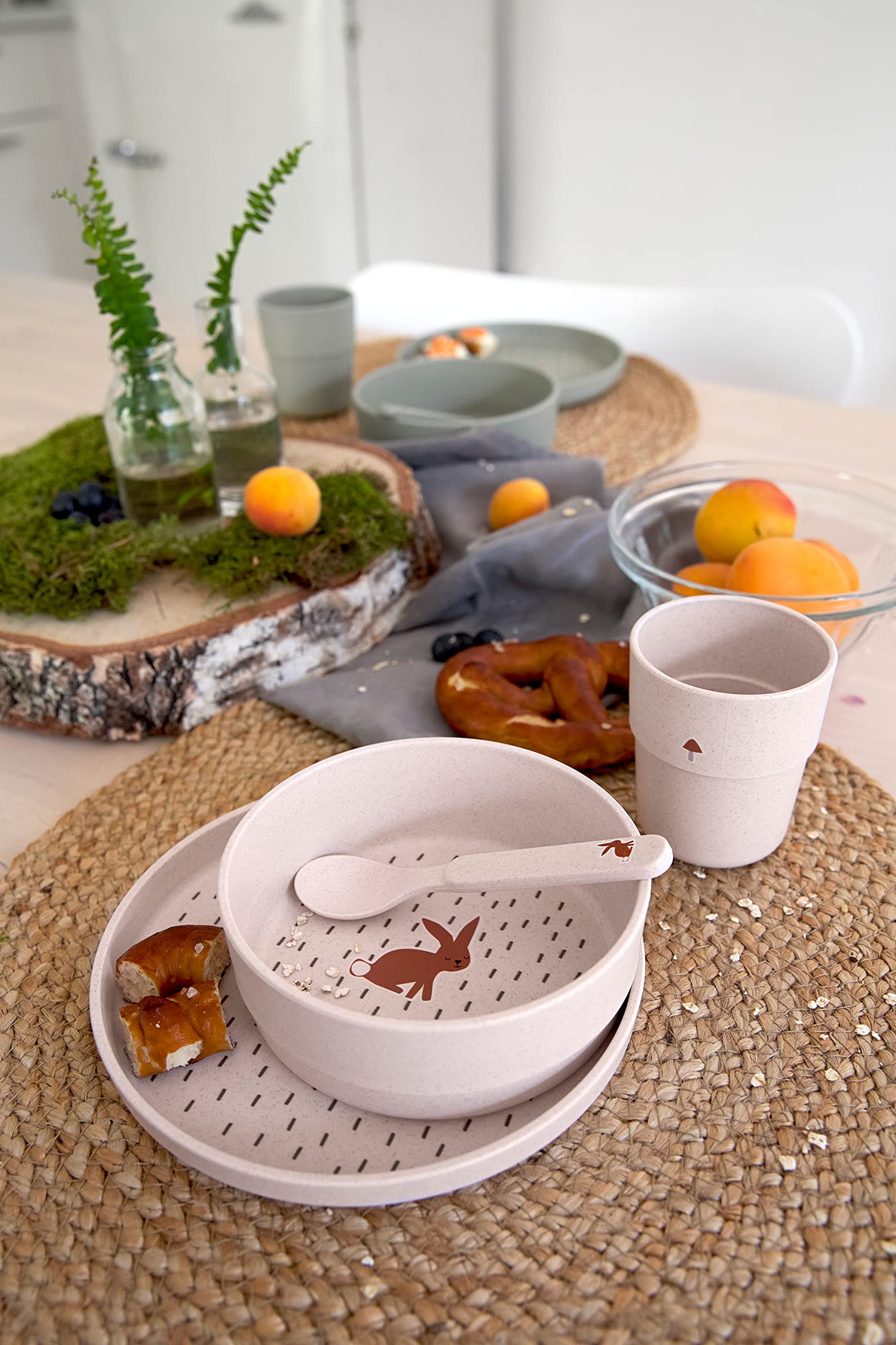 LÄSSIG Set de vaisselle enfants sans mélamine BPA Little Forest Rabbit lave-vaisselle micro-ondes