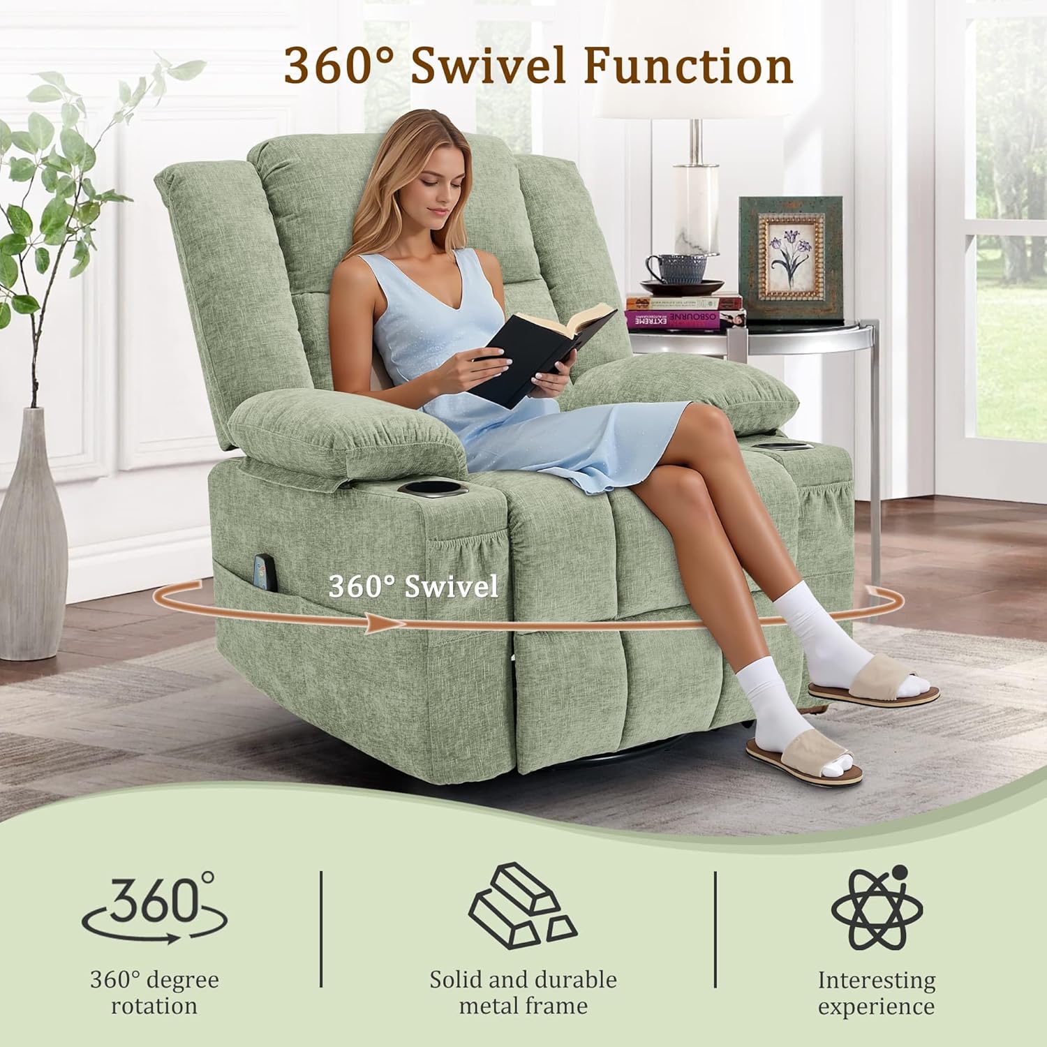 Korser recliner with 360 degree swivel function